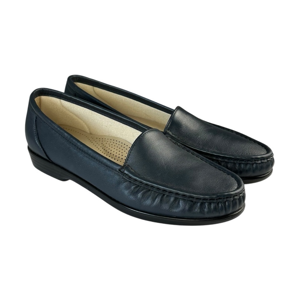 SAS Simplify Women's Sz 9.5 N Comfort Shoes Tripad Navy Leather Loafers Slip On